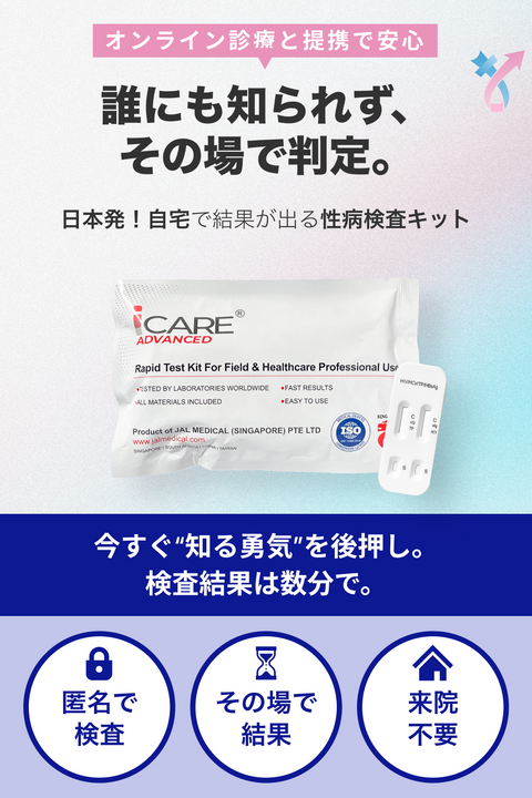 【自宅で検査】性病検査キット （オンライン診療連携）25分で結果！