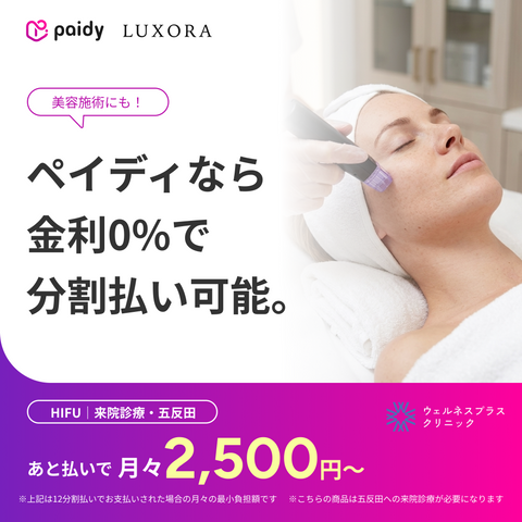 あと払い（ペイディ）決済可能　来院診療｜HIFU（全顔＋顎下）【Wellness Plus Clinic】