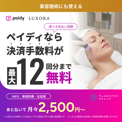 あと払い（ペイディ）決済可能　来院診療｜HIFU（全顔＋顎下）【Wellness Plus Clinic】
