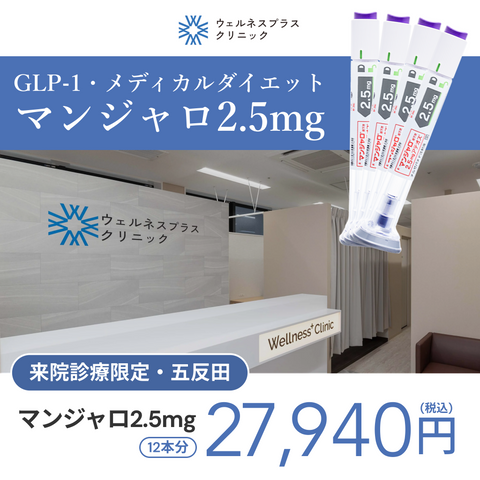 来院診療｜マンジャロ2.5mg×12本（3ヶ月分）【Wellness Plus Clinic】