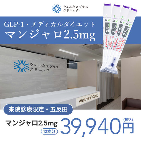 来院診療｜マンジャロ2.5mg×12本（3ヶ月分）【Wellness Plus Clinic】